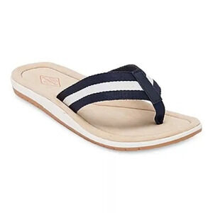 St. John's Bay Mens Flip-Flops Large 11/12 Blue and Tan